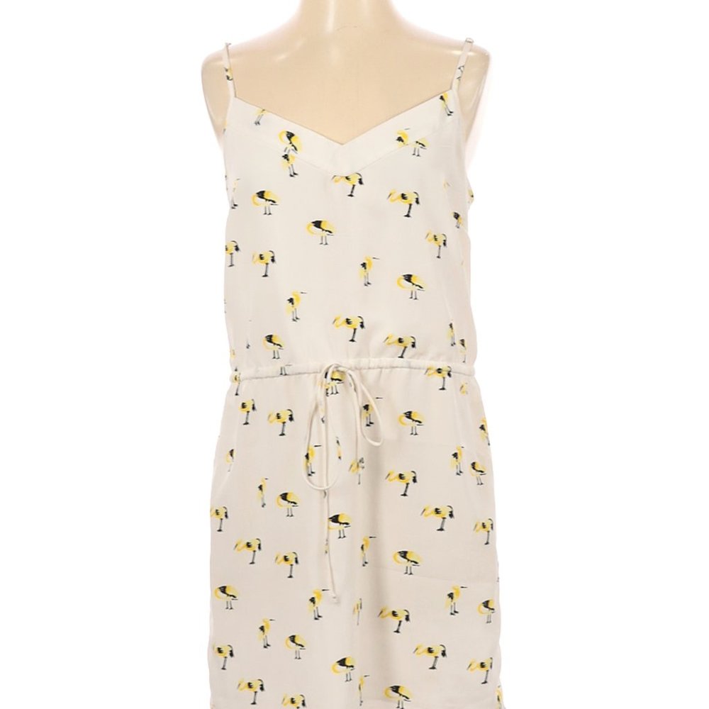 Tie Waist Flamingo Print Mini Dress